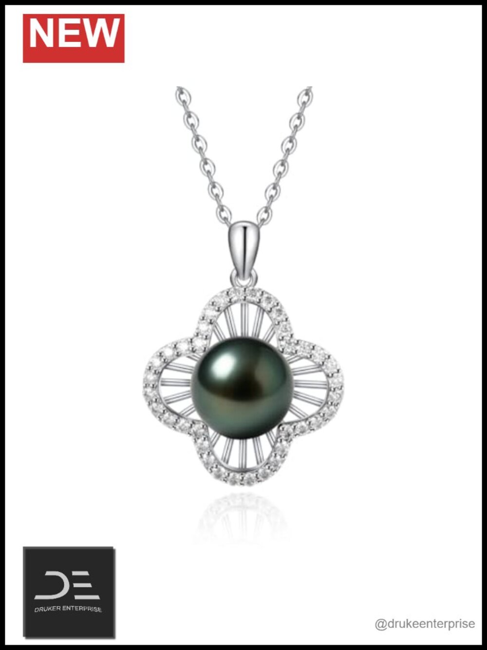 Genuine Tahitian Black Pearl Necklace 9-11mm AAAA Seawater Pearl Sterling